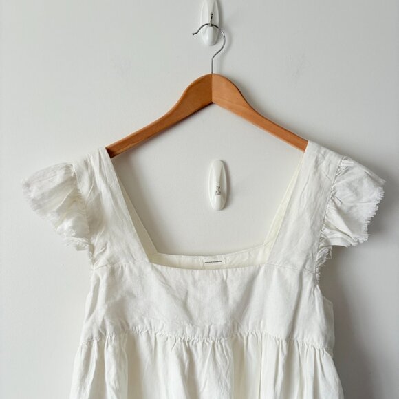 Aerie Linen Lyocell Soft Flutter Mini Babydoll Dress White Size Small - Picture 4 of 8